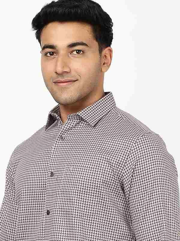 Indian Terrain Men's Regular Fit Full Sleeve Self Design Grey Shirt